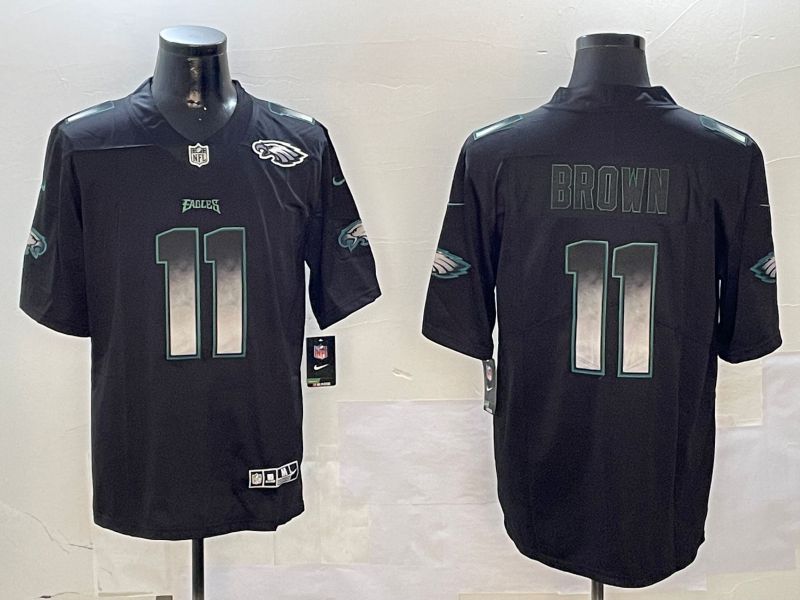 Men Philadelphia Eagles #11 Brown Black Nike Smoke Fashion 2024 Limited NFL Jersey style 3->philadelphia eagles->NFL Jersey